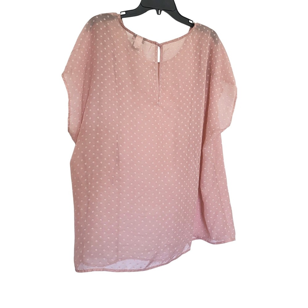 Torrid Women Blush Pink Chiffon Swiss Dot Ruffle Dolman Cap Sleeve Blouse 18-20 - Picture 4 of 6